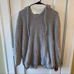 Oversized popcorn pullover hooded sweater